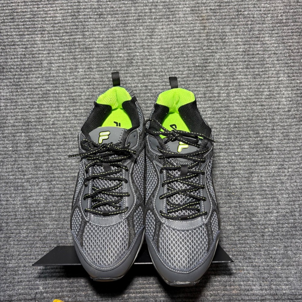 Fila Memory Workshift Men 11 4E Extra Wide Grey Lime Green Running Shoe 1HRW8055 - Picture 3 of 7